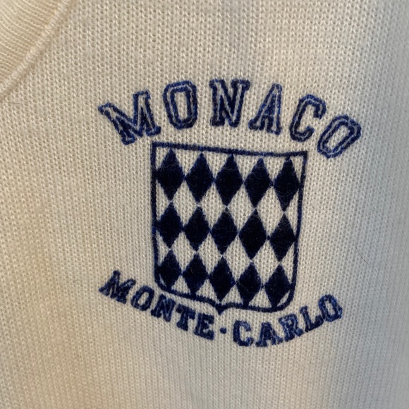 VTG Monaco Monte-Carlo White V-Neck Sweater - Picture 2 of 5